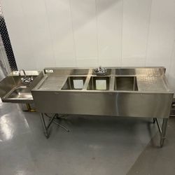 REGENCY 3 Bowl Underbar Sink combo with REGENCY Sink with sidesplash