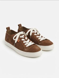 Brown Suede Casual Low-Top Sneakers Size 11 (