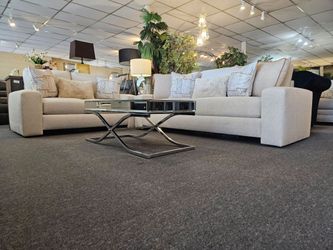 Brand new biege linen sofa + loveseat 2PCS