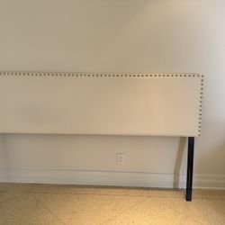 White Faux Leather Headboard With Studs