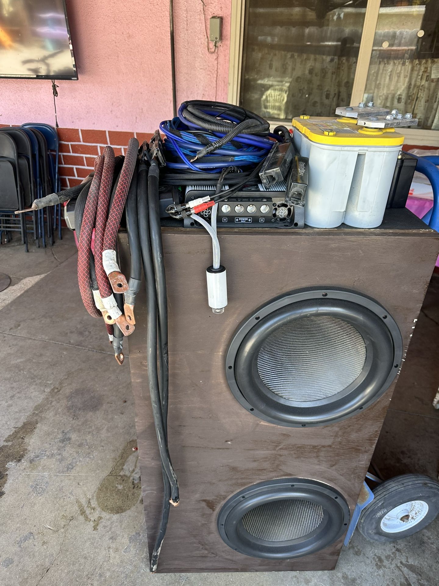 (2) Adire Audio 15” Subwoofer Amps Batteries