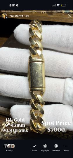 Miami Cuban Link Bracelet 14k at Spot Price