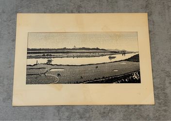 Gihachiro Okuyama - Midcentury Japanese River Landscape Woodblock Print