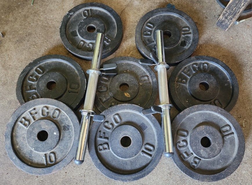 Standard size Weight Plates and lightweight Dumbbell Handles 