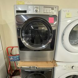 Dark Stainless Steel Kenmore Elite Front Load Washer And Gas Dryer Both With Steam 