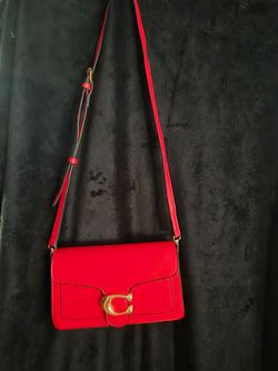 Red Vegan Leather Crossbody Bag with Gold Accent
