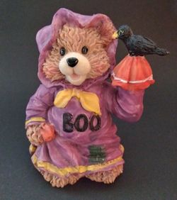Halloween Teddy Bear Figurine BOO Ghost Costume