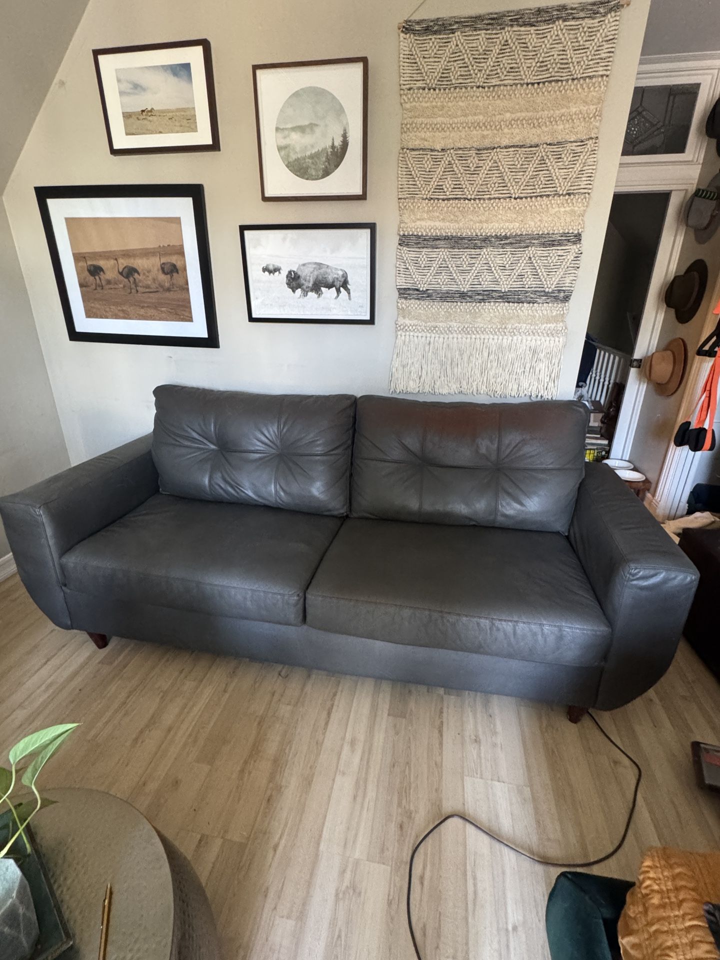 FREE!! Grey faux Leather Couch