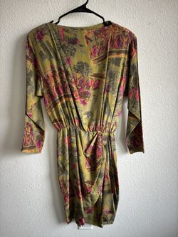Vintage 100% Silk Wrap Dress – Abstract Print – Custom/Tailored Fit Size 4
