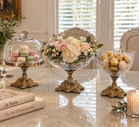 Glass Pedestal Serving Set – 3 Pieces