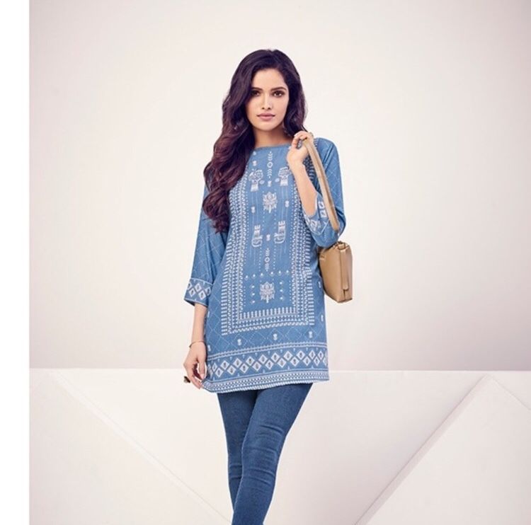 Brand new Jean blue color Indian kurti tunic