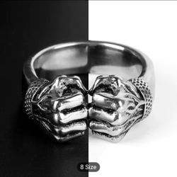 Retro Punk Fists Statement Ring For Men