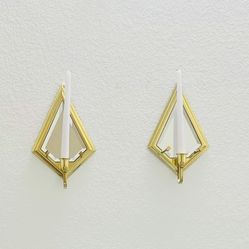 Vintage Partylite Mirror Brass Wall Candle Sconces Pair – Entryway / Hallway Wall Decor