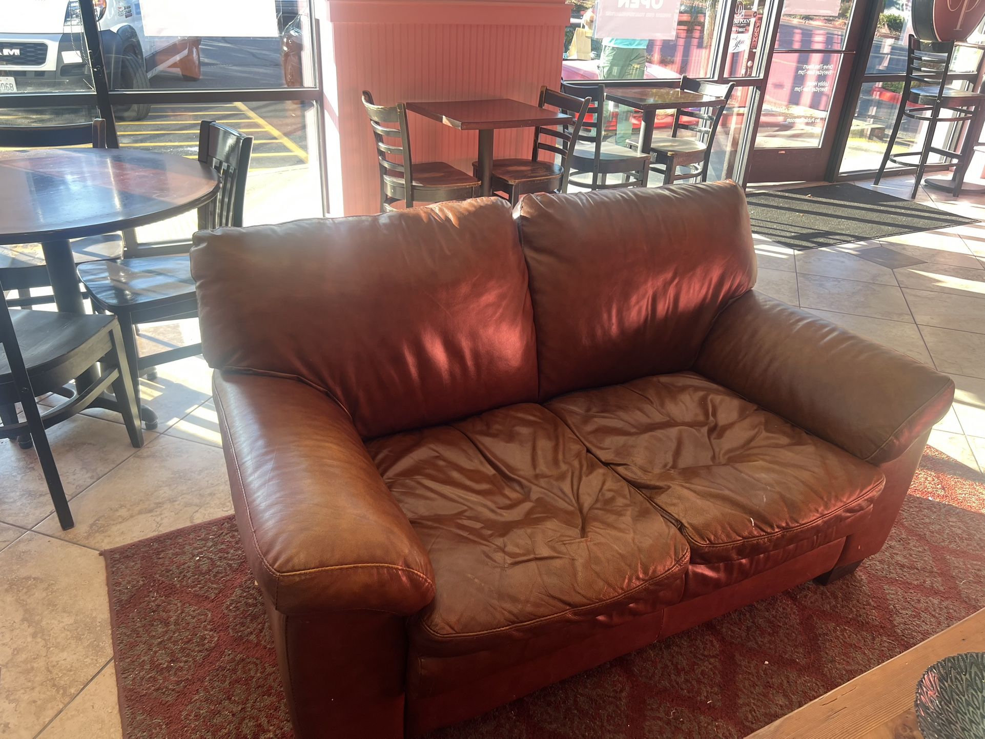 Brown Leather Couch And Love Seat