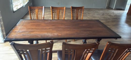 Wood Dining Table with 6 Chairs
