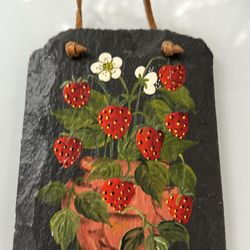Hand painted Strawberry Slate Plaque