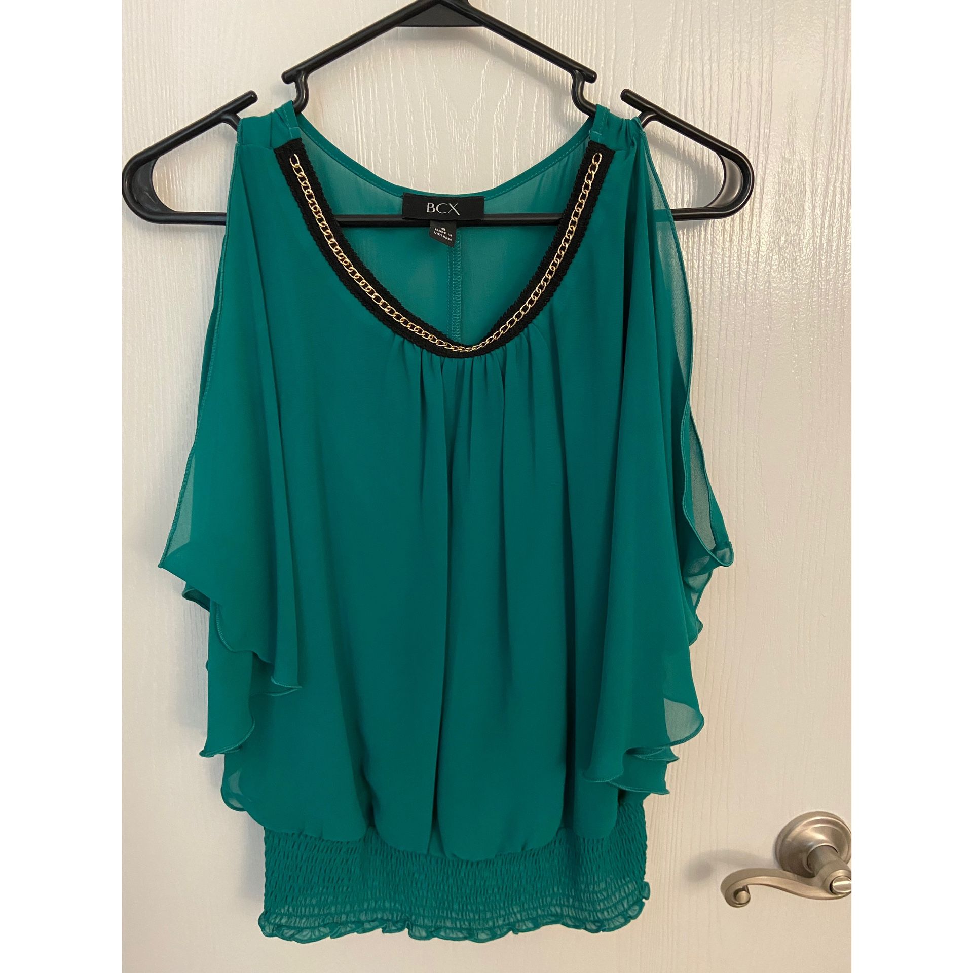 Teal Open Shoulder Blouse