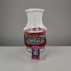 Vintage 1970s Coca Cola Godfather's Pizza Glass Pitcher Carafe Vase With Htf Lid
