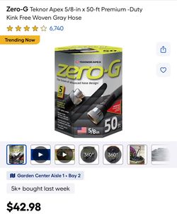 Zero-G Teknor Apex 5/8-in x 50-ft Premium-Duty Kink Free Woven Gray Hose