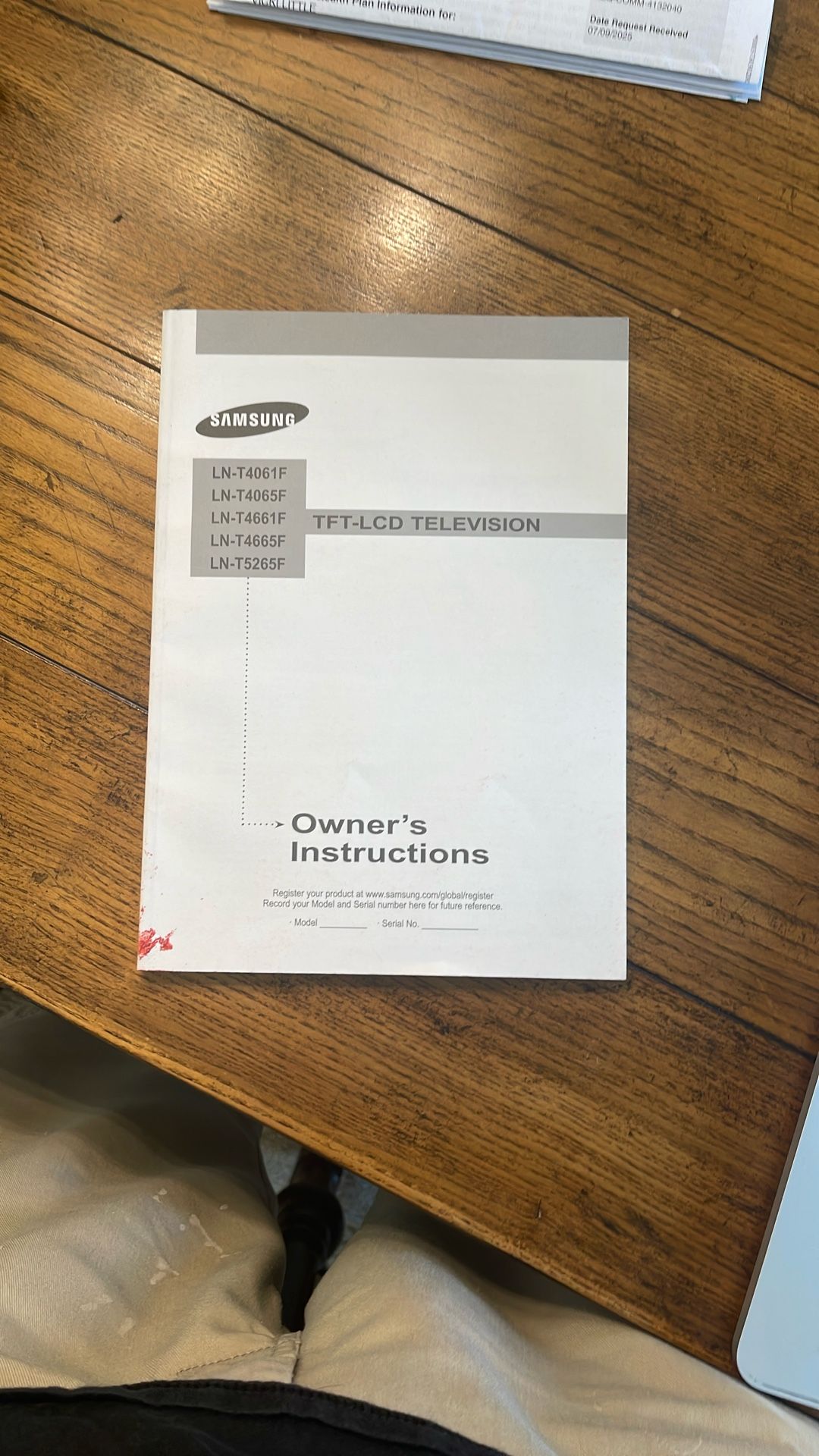 Used SAMSUNG TFT-LCD TELEVISION OWNER'S MANUAL