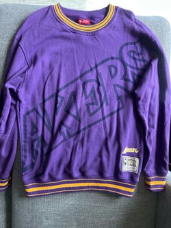 Mitchell & Ness Lakers Hardwood Classics Women's Sweater Small Purple and Gold