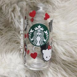 Brand New Custom Hello Kitty Starbucks Glass Cup
