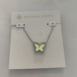 Lillia Butterfly Silver Pendant Necklace in Dichroic Glass