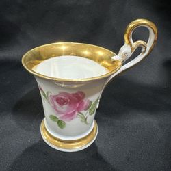 Beautiful Antique  MEISSEN   PINK ROSE CHOCOLATE CUP AND SAUCER-1st Choice-MINT