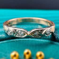 14k solid Rose and White Gold 0.15CTW Natural Diamond ring sz 7