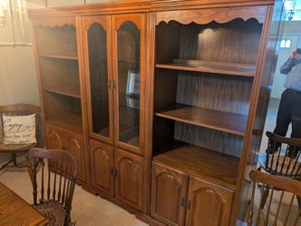 Large 3-Section Wood Wall Unit / Display Cabinet