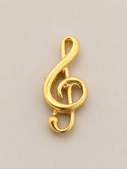 Vintage 18k Solid Yellow Gold Treble Clef Musical Note Musical Symbol Brooch Lapel Pin