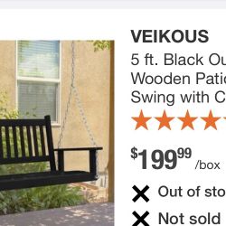 Wooden Patio Swing With Chain