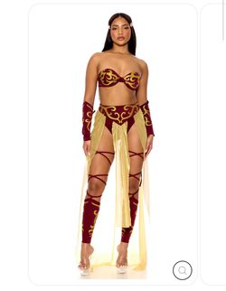 Burgundy Gold Warrior Goddess Costume Set