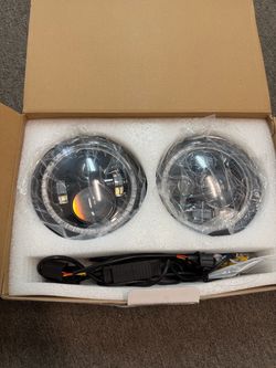 2pcs 7" Round Halogen DRL LED Projector H4 Headlights Hi/Lo Sealed Beam Conversion Kit - Compatible with Jeep Wrangler JK JKU TJ LJ Chevy Ford GMC - F
