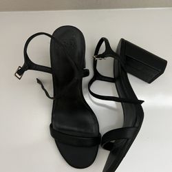 Women’s Black Leather Strap Heels