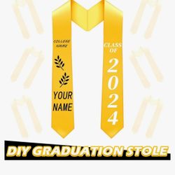 Customize  The Unisex Graduation Stole Bulk Sublimation Blank Grad Sash Plain Graduate Honor Stol

