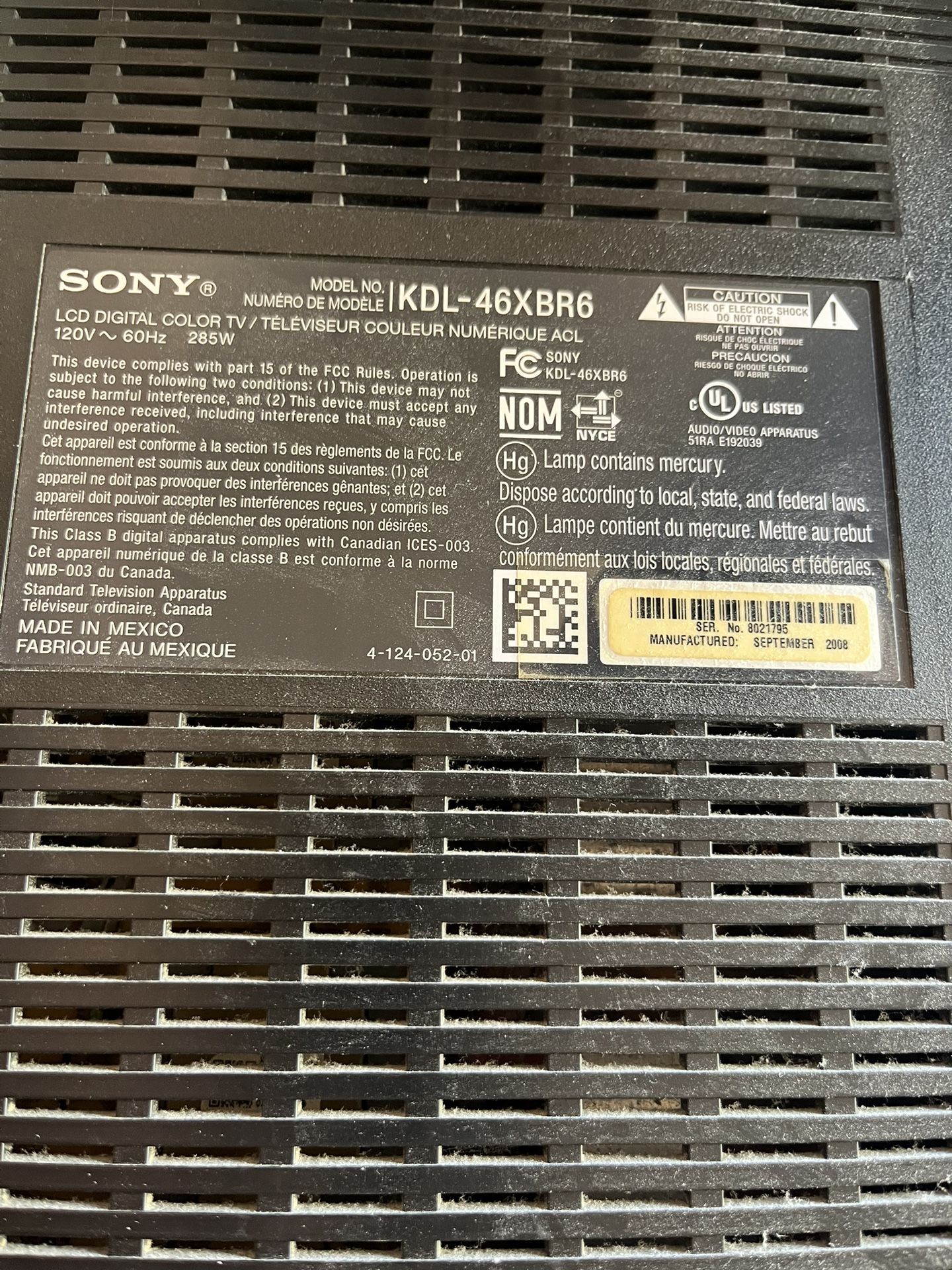 46 Inch Sony Bravia $75