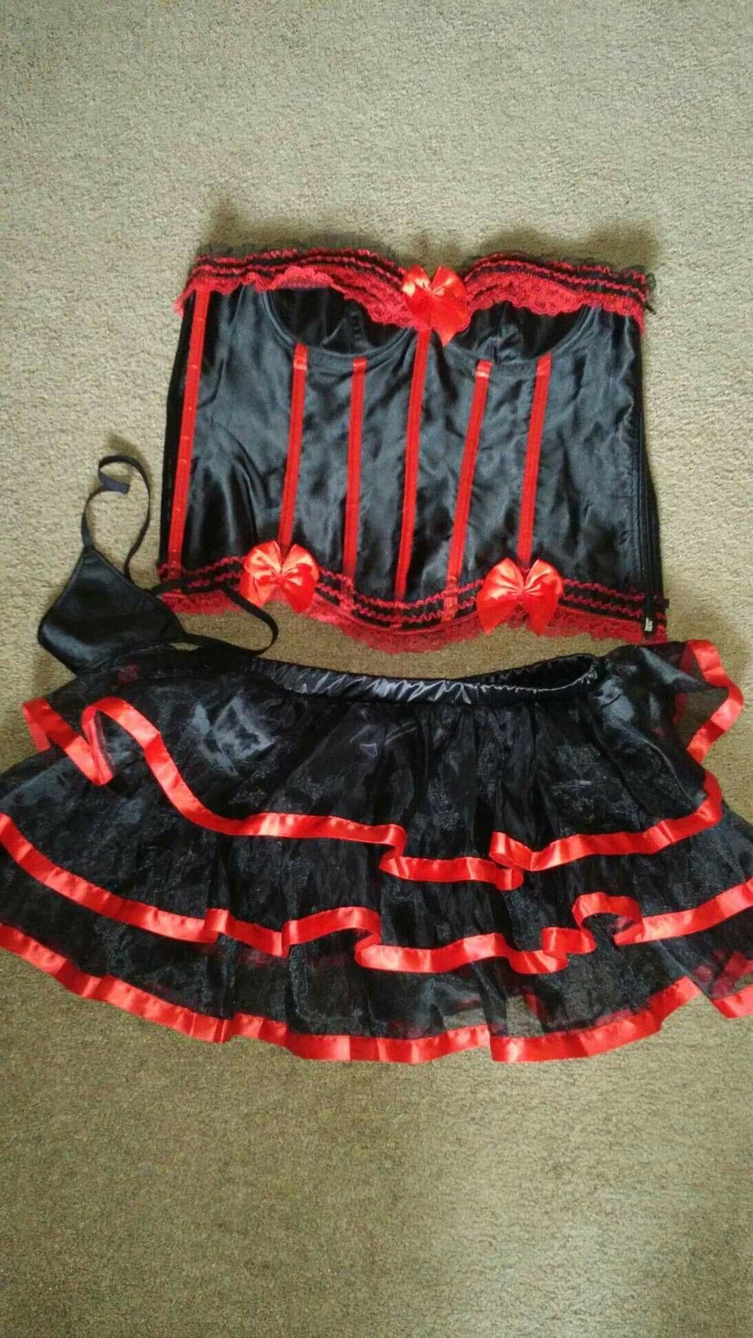 Spicy Corset, Skirt, and Thong
