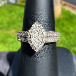 Jewelry .925 sterling silver wedding natural diamond 0.50CTW Ring size 6.75