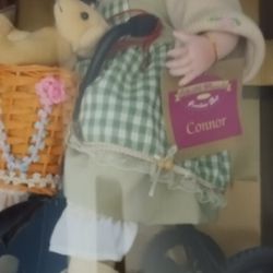 Collectible Memories Genuine Porcelain Doll Connor W/ Tricycle, Basket & Bear $25