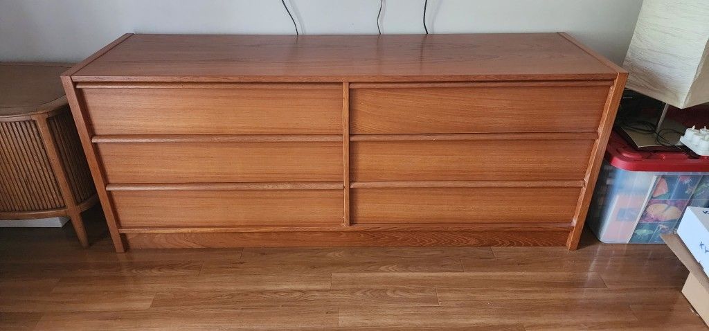 Mid Century Modern Teak Solid Wood Dresser