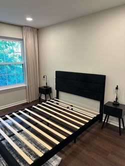 Queen Bed with Nightstands and lamps
