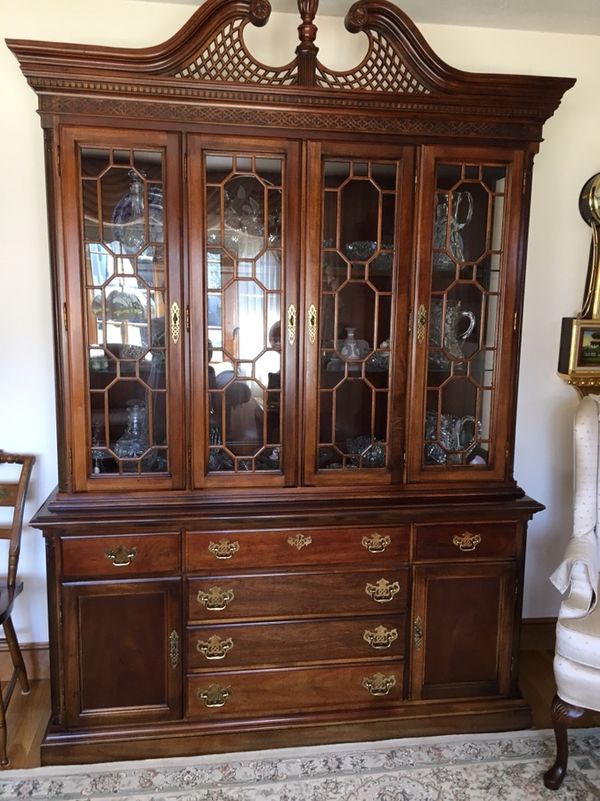 Mahogany Dining Room Set Glass China Cabinet Hutch For Sale In Westwood MA Mahogany Dining Room Set Glass China Cabinet Hutch For Sale In Westwood MA