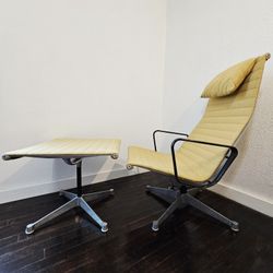 1958 Herman Miller Eames Aluminum Group Lounge Chair & Ottoman Patent Pending 