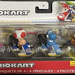 Hot Wheels MARIOCART 4-Pack ‘Waluigi, Toad, Light-Blue Yoshi and Diddy King’