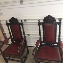 Mid 19th Century Antique English Victorian Throne Chairs