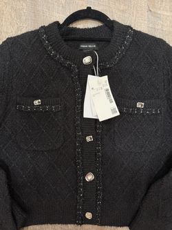 New With Tags Urban Revivo Cardigan Black With Green Glitter S-M
