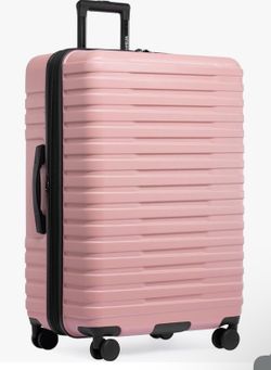 U.S. Traveler Boren Hardside Spinner Luggage With Aluminum Handle, Pink, Checked-Large 30-Inch