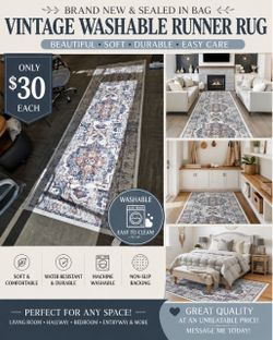 Vintage Washable Runner Rug 4x12