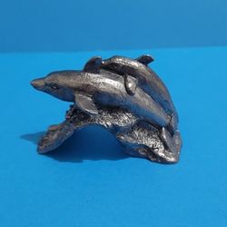 Michael Ricker Pewter Dolphin 3" Metal Figurine 2002 Friendship of Love Signed.